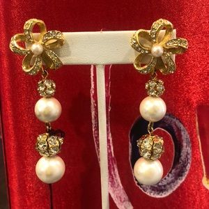 Crystal & Pearl Drop Earring,Boutique